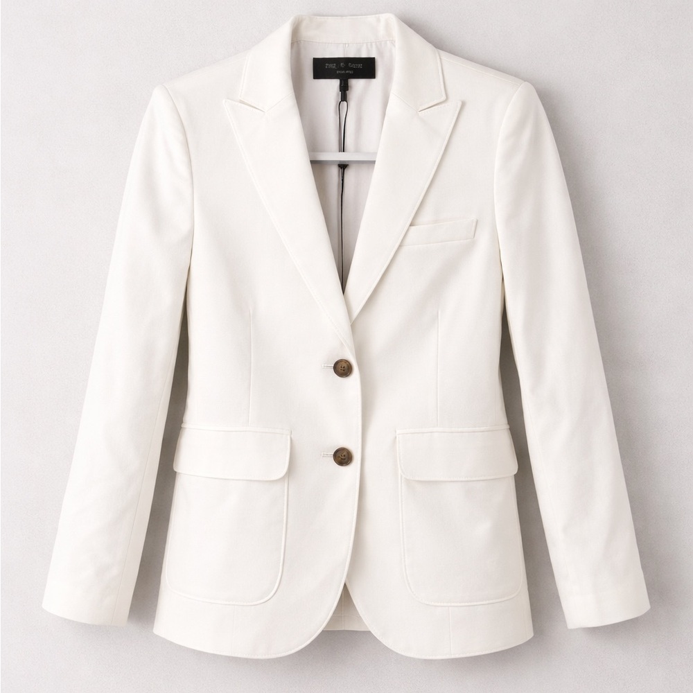 NWT Rag & Bone Nancy Knit Blazer White Size 2 Structured Stretch Jacket